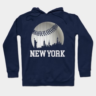 New York NY Skyline Baseball Stripes For Gameday Retro Style Hoodie